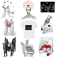 fashion god love heart iron on patches stickers tshirt decor diy patch black white humanity applique heat transfers for clothes