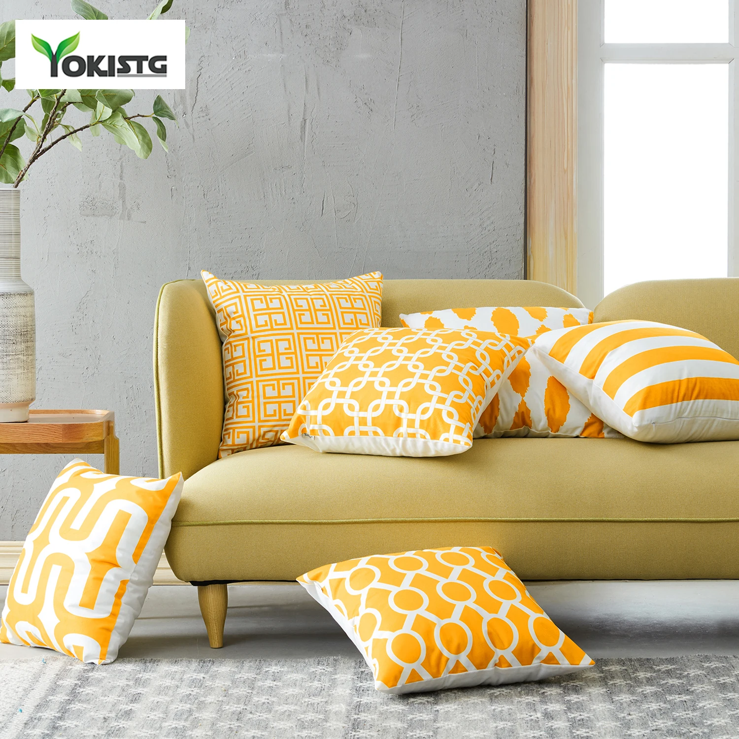YokiSTG Geometric Yellow Cushion Cover Throw Pillow Covers Decorative Pillows For Sofa Seat Car Microfiber Cushions Home Decor | Дом и сад