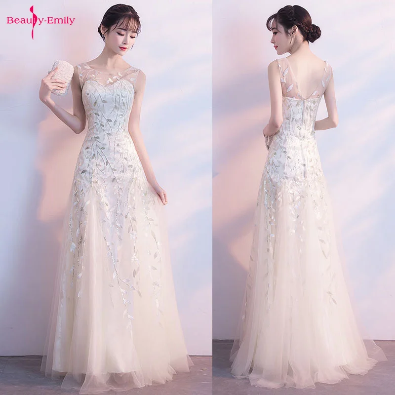 Женское вечернее платье до пола Beauty Emily длинное Тюлевое трапеция с круглым