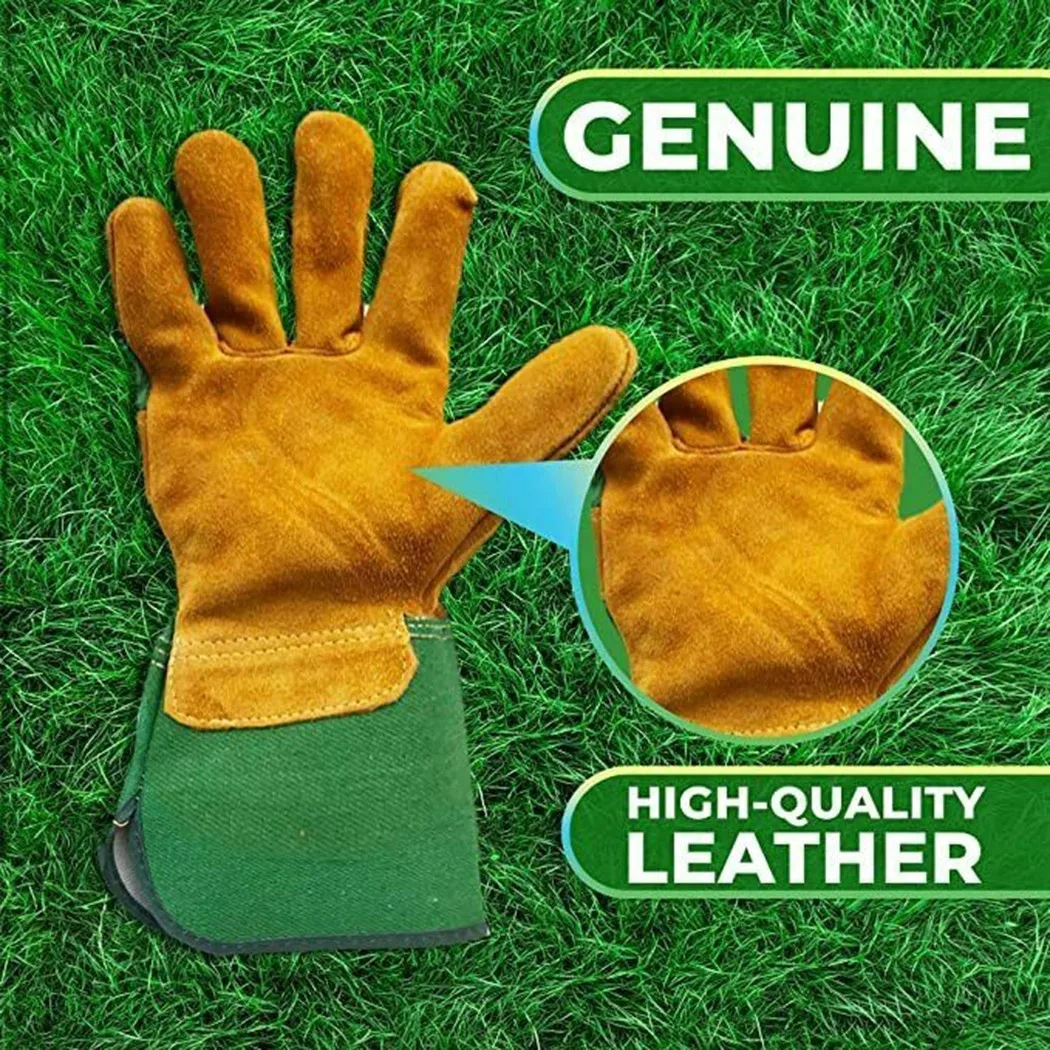 

Heavy Duty Leather Gardening Rose Pruning Gauntlet Gloves Thorn Proof Work Welding Safety Protective Wearresisting Garden Gloves