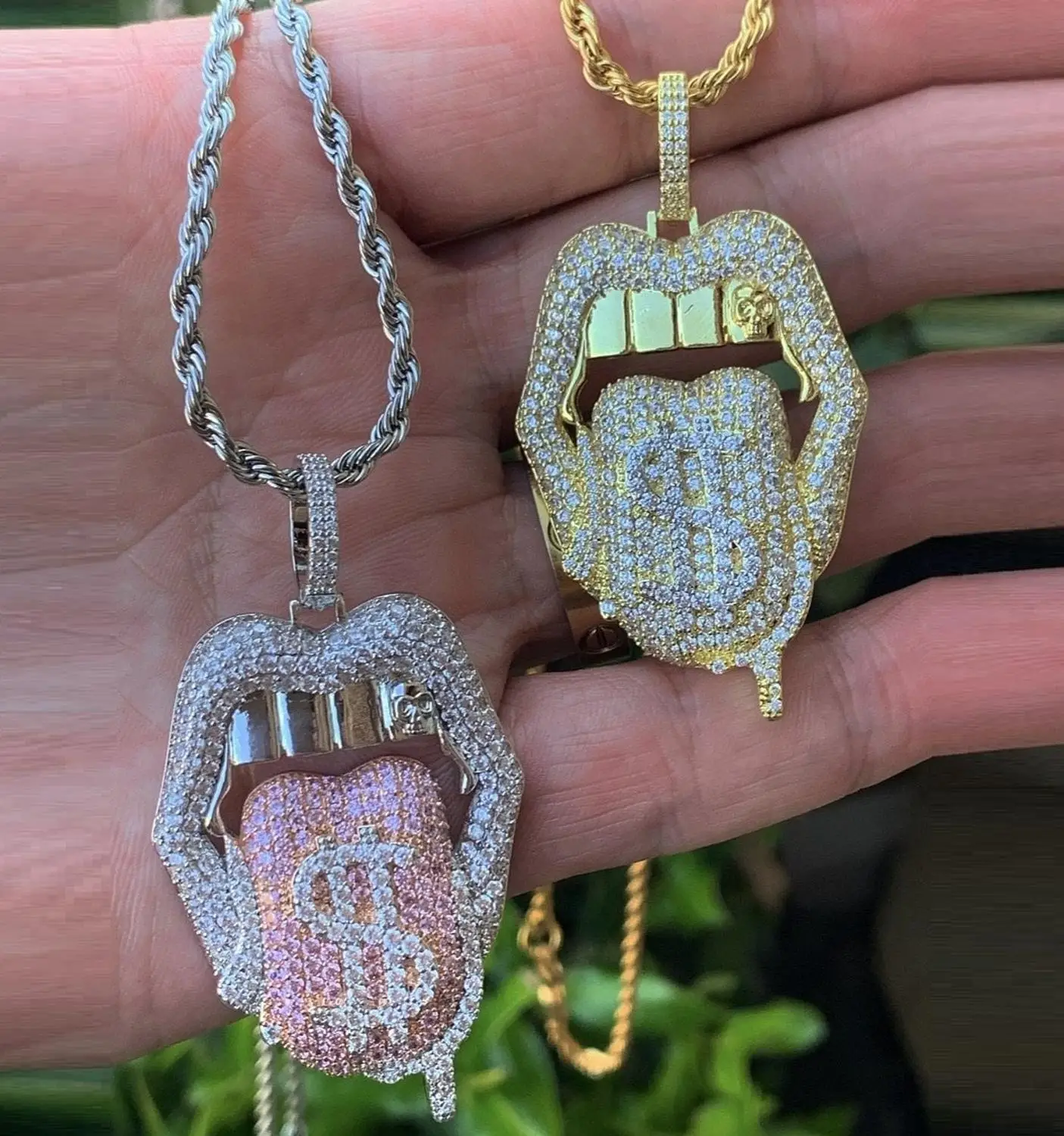 2021 подарок ко Дню Всех Святых для парня золотой цвет микро паве CZ хип хоп