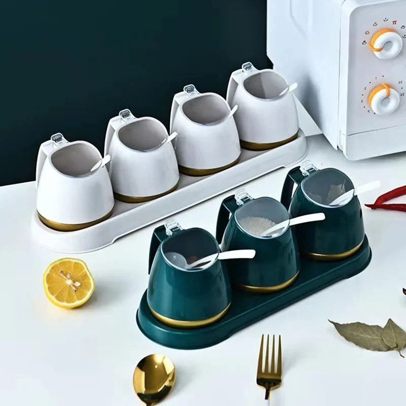 

1 Набор пластиковый набор коробок для приправ горшки для специй коробка для приправ контейнеры с крышками и ложкой приправа Органайзер банк...