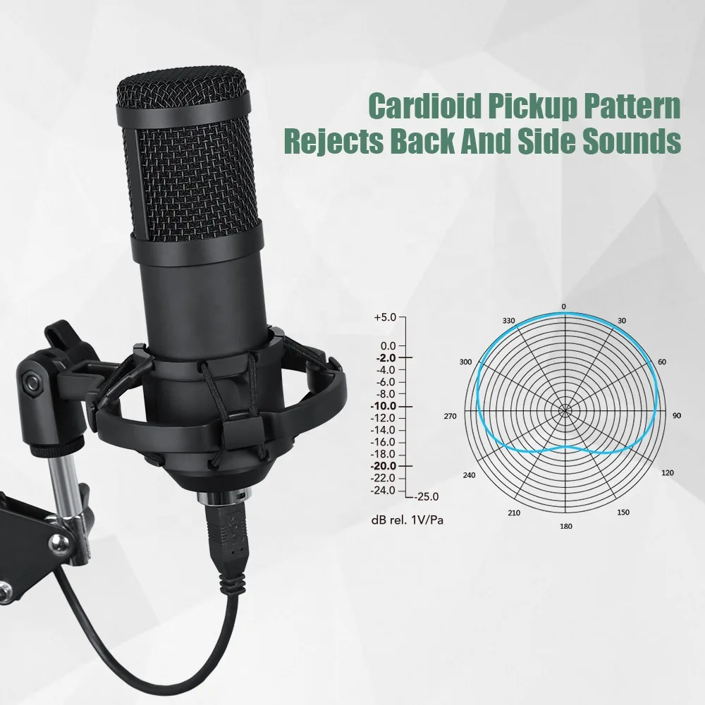 192K condenser microphone USB mobile computer K song live game voice chat recording microphone bracket set enlarge