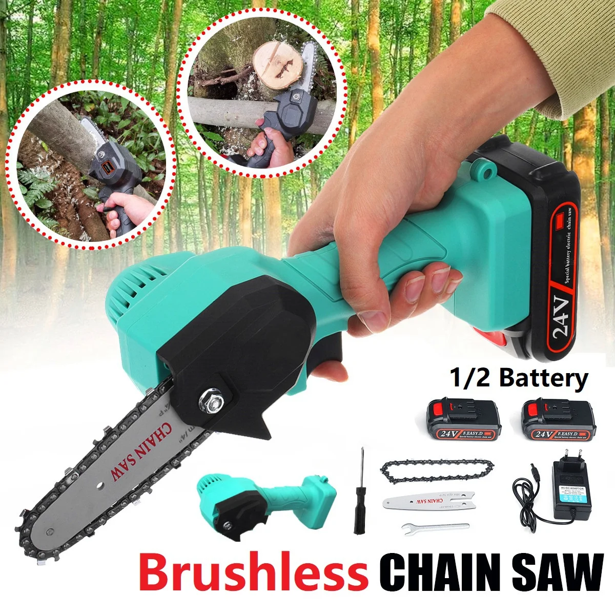 

4 Inch Electric Saw Mini Chainsaw Wood Cutters Bracket Motor Chain Saw Power Tool For Fruit Tree Garden Trimming Replace Chain