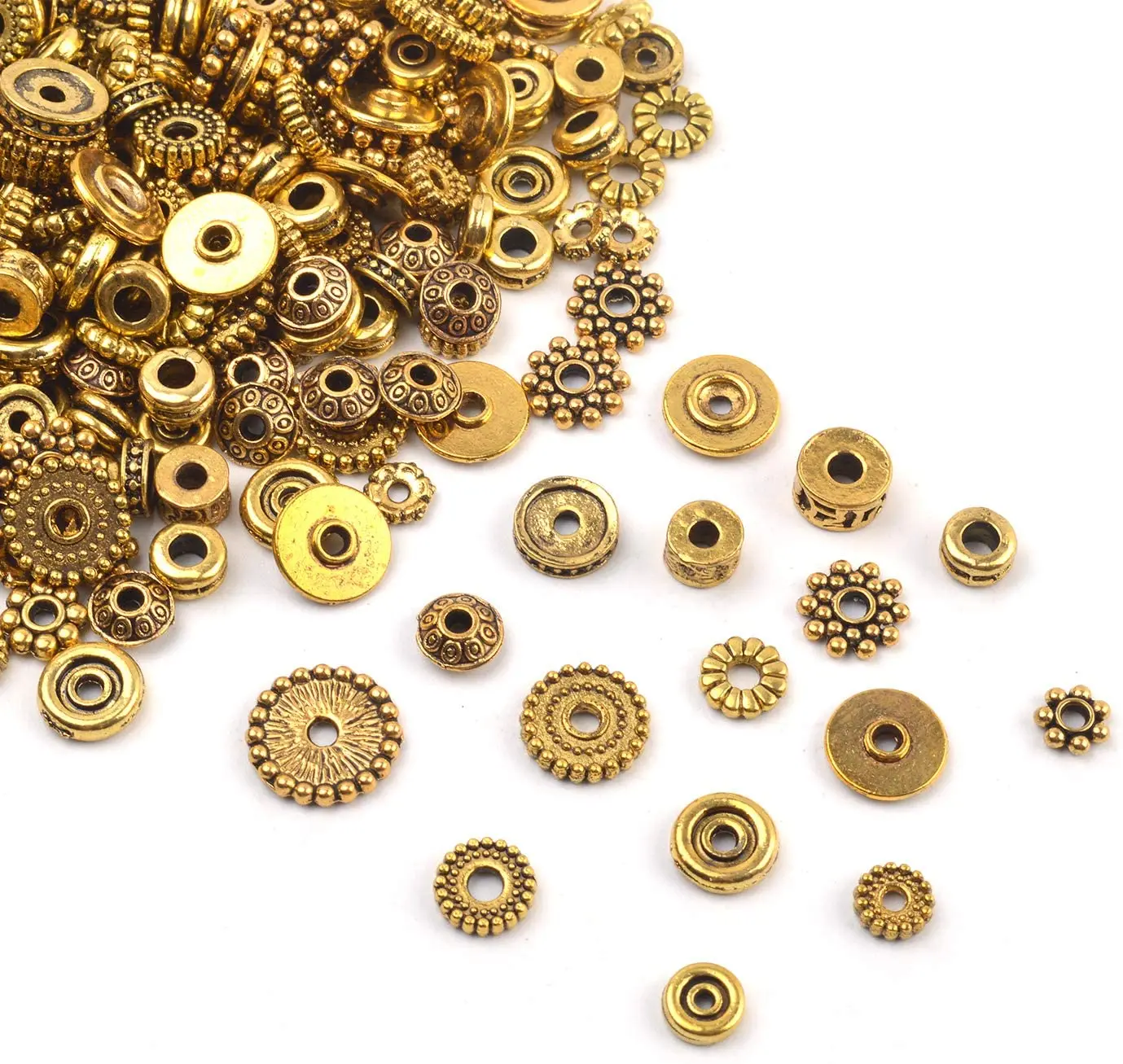 100 г (около 200-300 шт.) Античные золотые бусины-разделители в Балийском Стиле