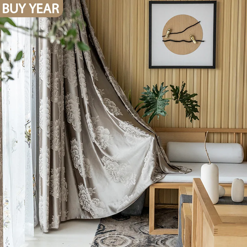 

Classical Curtains for Living Dining Room Bedroom New Chinese Noble and Exquisite Jacquard Curtains Window Curtain Luxury Decor