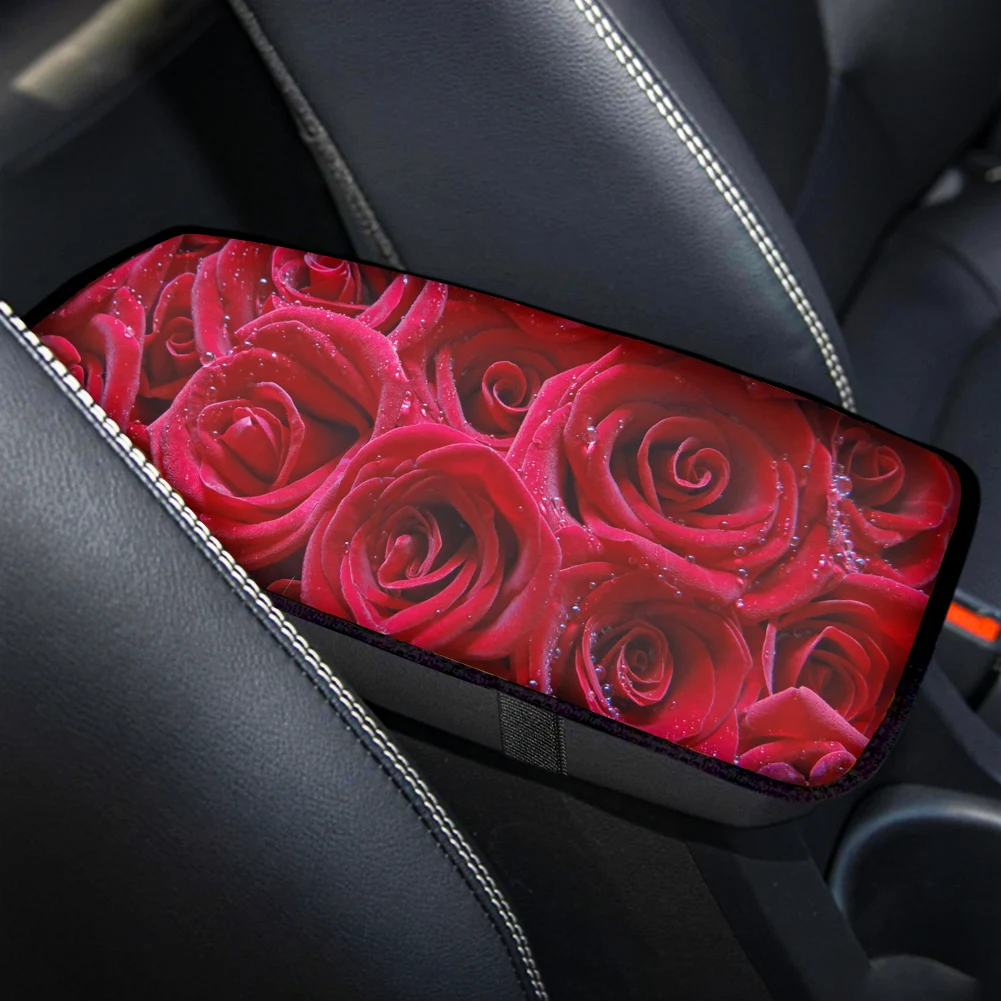 

Удобная автомобильная центральная консоль PinUp Angel, прочная универсальная защитная накладка на подлокотник автомобиля с узором красной розы