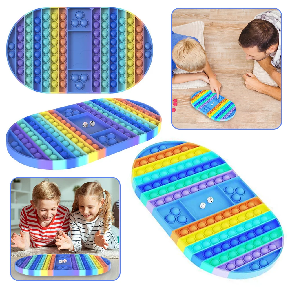 Arco Iris de empuje de Fidget Juguetes | Juguetes Fidget | Fidget juguetes intelectual clave de prensa de tablero de ajedrez Anti-estr&eacute;s chico ancianos sensorial juguete de gran tama&ntilde;o-0