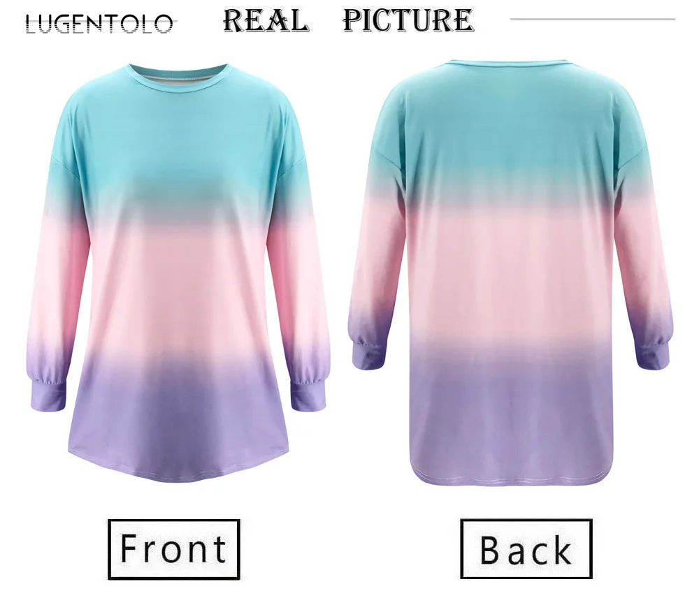 

Lugentolo Summer Women Mini Dress Casual Printed Round Neck Loose Long-Sleeved Dress Lady Simple Fashion Street Short Dress