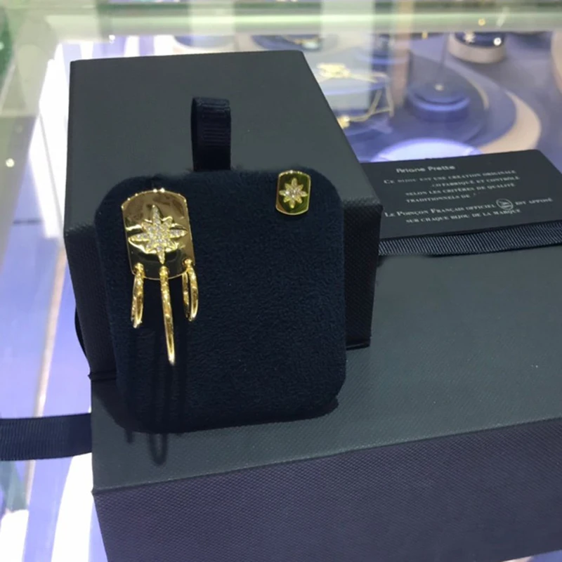 Модный шарм копия 1:1 асимметричная звезда серьги с обручем и его шпильки женщин