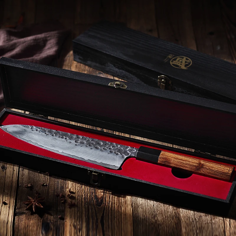 

MITSUMOTO SAKARI 8.5-inch Gyuto Knife High Carbon Steel Cooking Tools Japanese handcrafted Chef's Knife wood Handle Wooden BOX