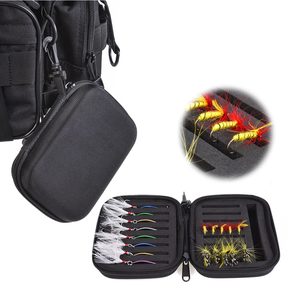 

Portabale Fly Fishing Lure Spinner Spoon Bait Foam Box Trout Flies Fishook Fish Hook Hard EVA Storage Case Container Bag