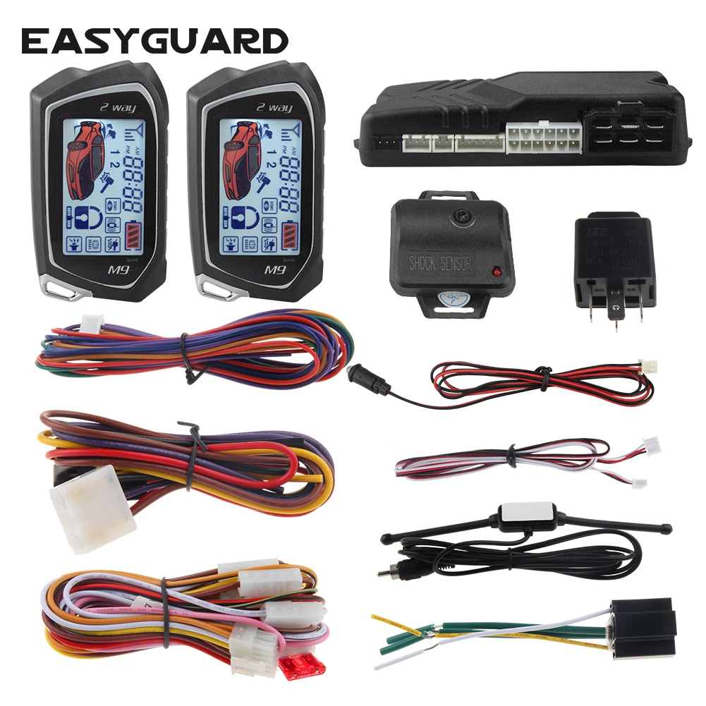 Купи EASYGUARD 2 way car alarm remote start lcd pager display shock alarm sensor universal car system car accessories за 5,184 рублей в магазине AliExpress