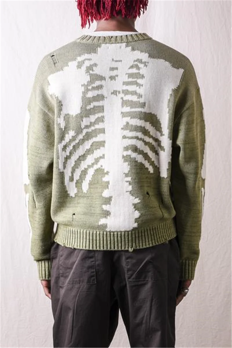 

All-match Trend for Men and Women 2021 Spring and Autumn Men's and Women's Fashion Sweaters Honda Kazuhiro Skeleton Hole Sweater