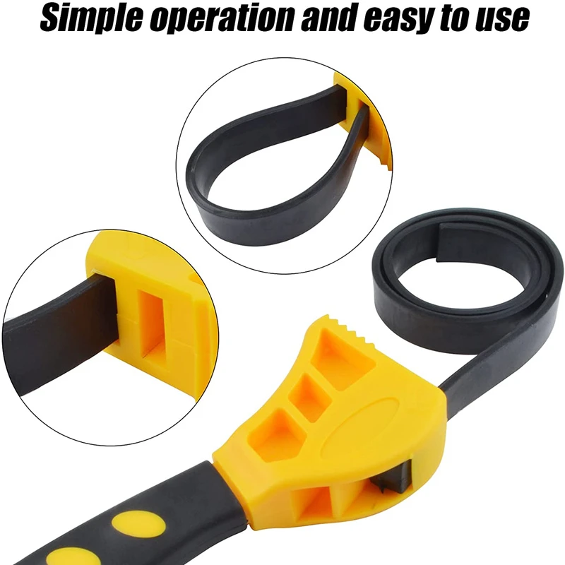 

2Pcs Non-slip Pipeline Wrench Silicone Belt Wrench Jar Lids Tighten Loosen Plumbing Tool Universal Oil Filter Spanner Hand Tools