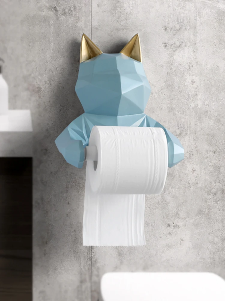 

Holder Wall Moun Roll Paper Tissue Boxt Animal Head Statue Figurine Hanging Tissue Holder Toilet Washroom Wall Home Decor
