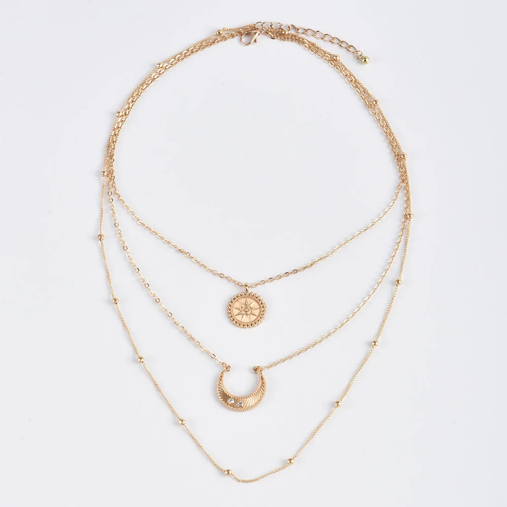 Модное многослойное женское ожерелье ALYXUY с подвеской в виде Солнца и Луны