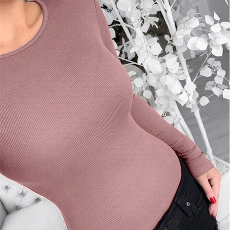 Сексуальное Женское боди с длинным рукавом на осень и зиму облегающее круглым