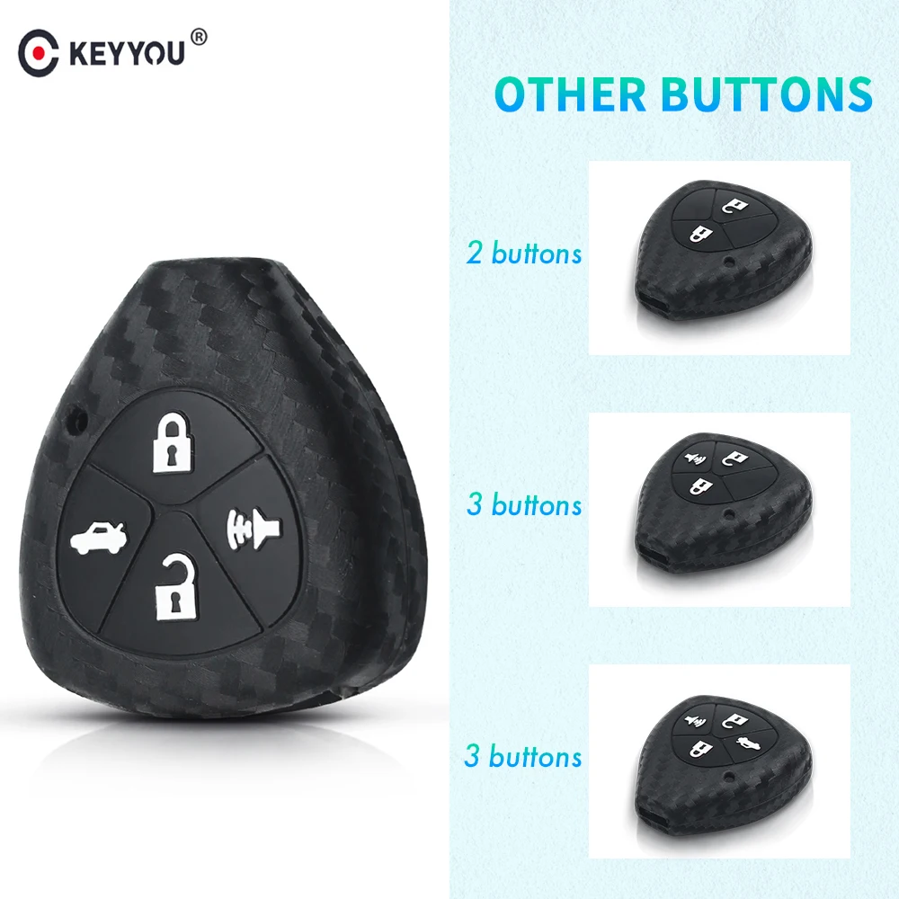 

Силиконовый чехол для автомобильного стайлинга KEYYOU, чехол для ключей из углеродного волокна для Toyota Yaris, Tarago, Camry, Corolla, RAV4, Crown, Avalon, Venza