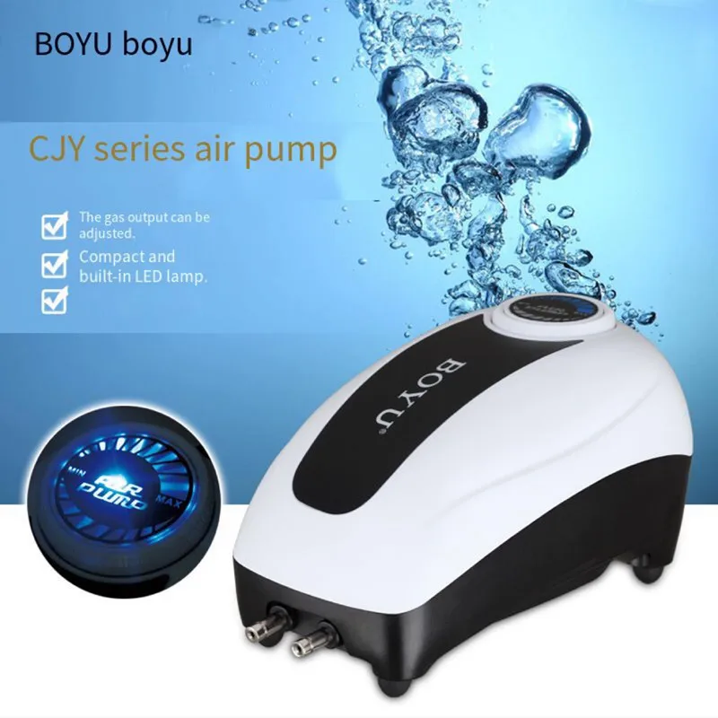 BOYU CJY Series Oxygen Pump 1.7W -12W Ultra-quiet Adjustable Air Pump for Aquarium Fish Tank Aerator Increase Air Compressor