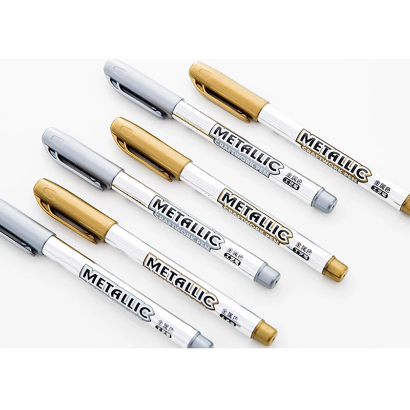

Gold and Silver Marker Pens Children Kids School Home Office Use Signature Pens AS99