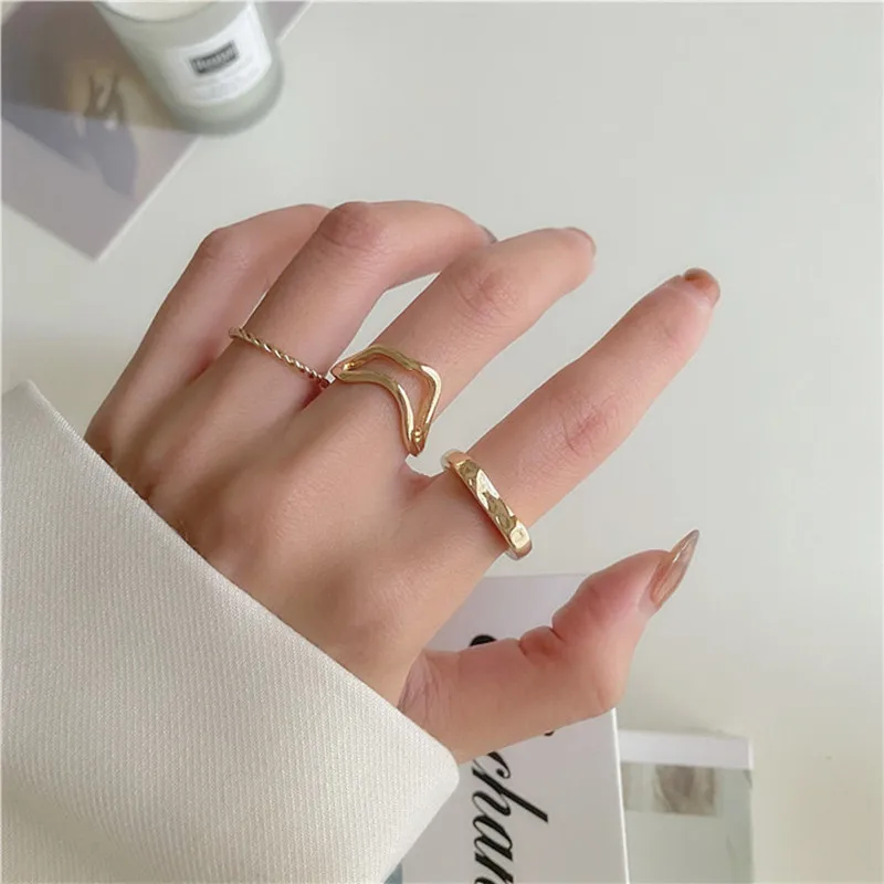 

Ring of female fashion and personality combination of three-piece suit light sense of luxury senior niche design ring