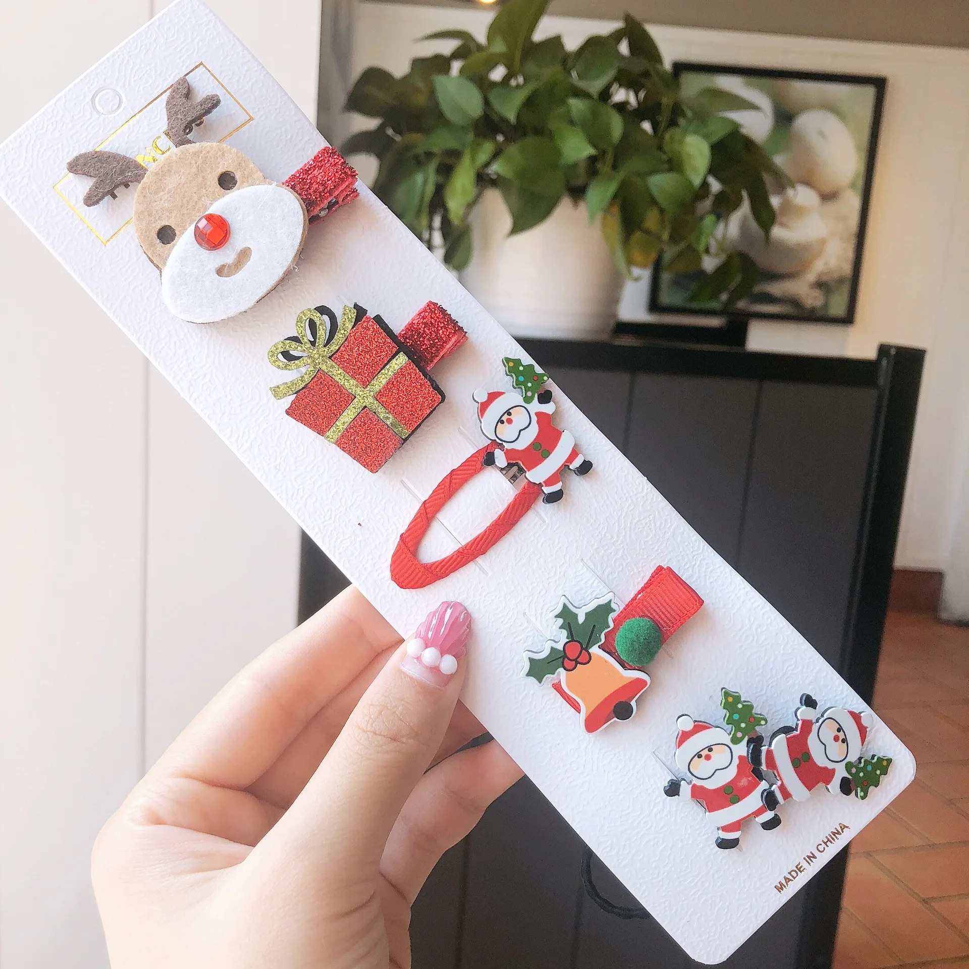 Набор милых рождественских заколок в Корейском стиле шапка Санта завязка для