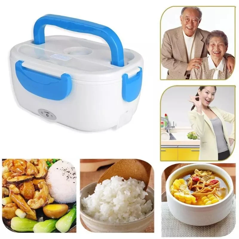 110v 220v Electric Heating Lunch Box Food Bento Heater Rice Boxes Food Heater Plastic Liner Container Cutlery Set For Home