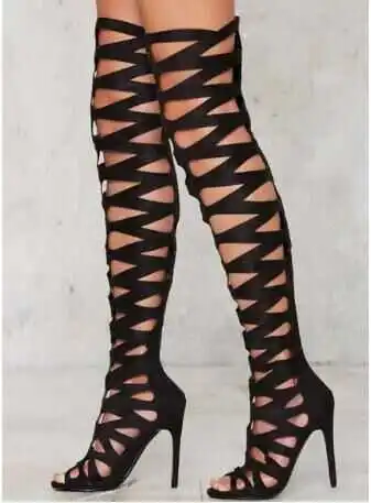 

Sandals Heels, new Beige cut-out pointed stiletto show in summer