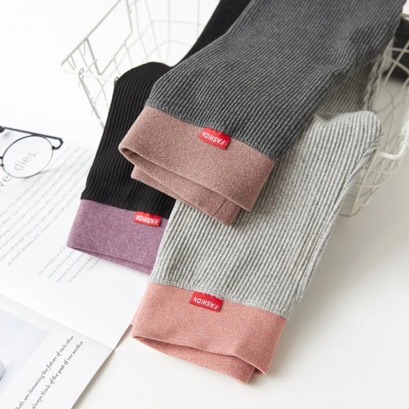 2019 Осенние леггинсы для девочек хлопковые трикотажные штаны в полоску детская