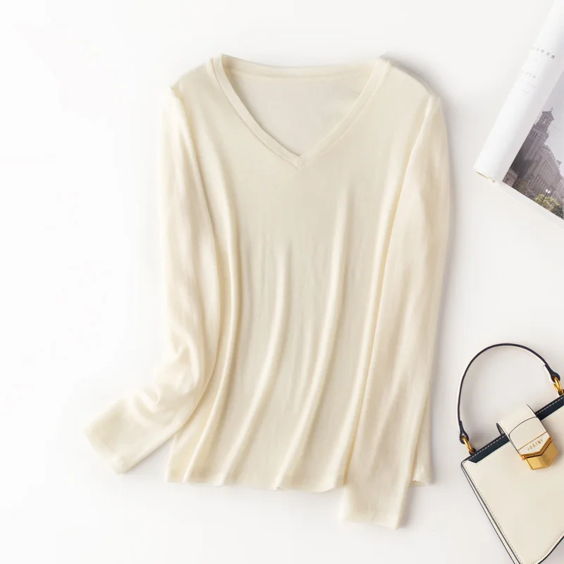 Свитер из 100% шерсти мериноса женский осенне-зимний вязаный с длинным рукавом в