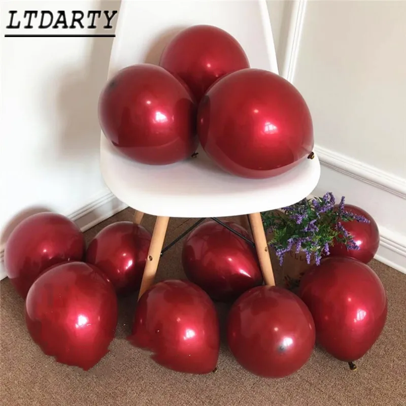10 шт. 5 дюймов двойной воздушный шар блестящий металл Цвет красного вина Зеленый