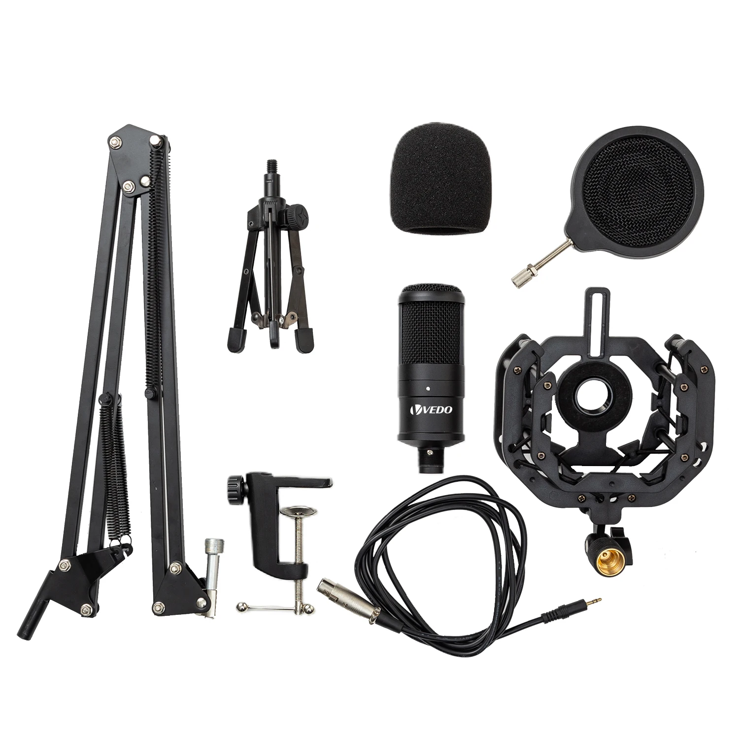 

USB microphone kit for computer with adjustable support for dubbing on YouTube