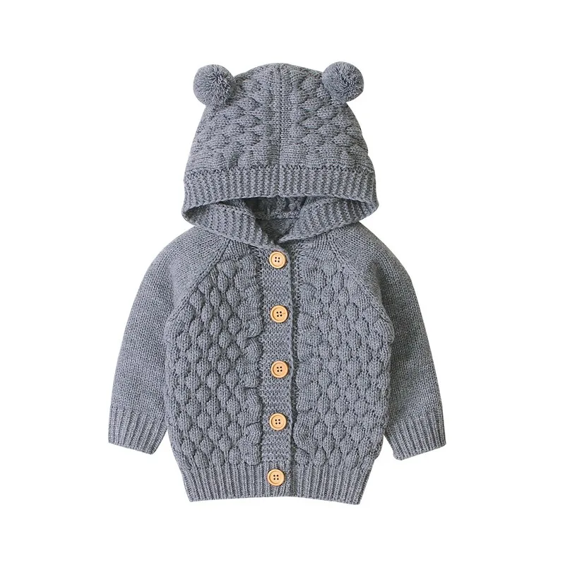 Baby Girls Boys sweaters  0-24M Winter Infant  Warm Coat  Ears Hooded Long Sleeve knitted cardigan Outwears baby girl clothes