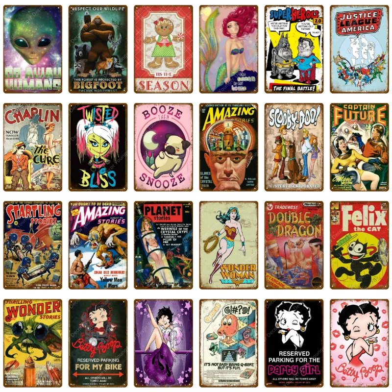 Вечеринка девушка плакат мультфильм фильмы-Комиксы сериал металлические знаки удивительные Потрясающие истории стикер стены Искусство табличка Декор детской комнаты