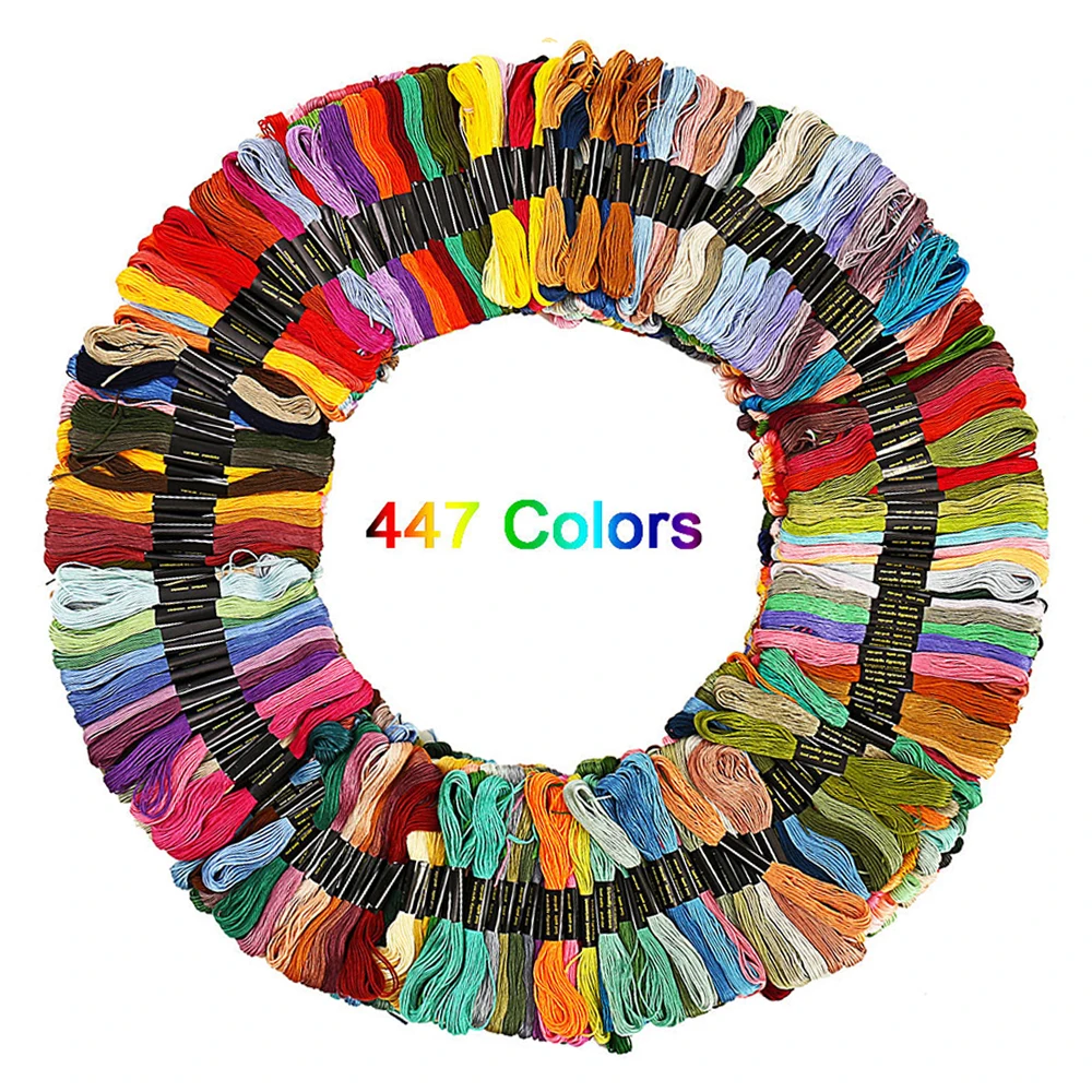 

447/200/100 Colors Embroidery Thread Floss Cross Stitch Kit Premium Rainbow DIY Threads Crafts Cotton Sewing Skein