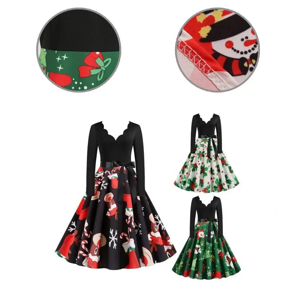 

Women Dress Female Costume Party Dress Slim Comfy Festive Lace-up Mid-calf Dress
