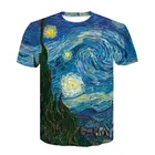 Футболка с 3D-принтом известного художника Ван Гога, брендовая дизайнерская футболка, классная голубая Высококачественная футболка с коротким рукавом в стиле хип-хоп