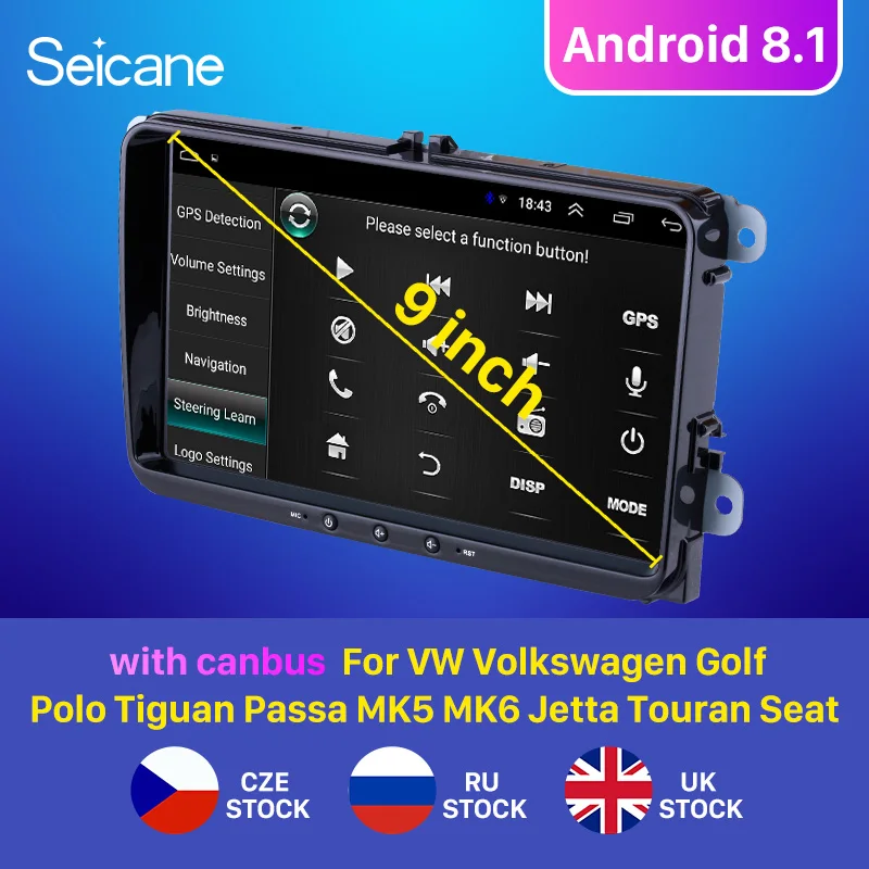 Seicane Android 8,1 автомобильный Авторадио gps для Фольксваген Гольф Поло Tiguan Passa MK5 MK6 Jetta Touran сиденье CANBUS wifi Зеркало Ссылка