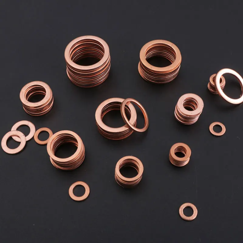 

200Pcs Solid Copper Washers Flat Ring Sump Plug Oil Seal Assorted Set Professional Hardware Accessories Kit