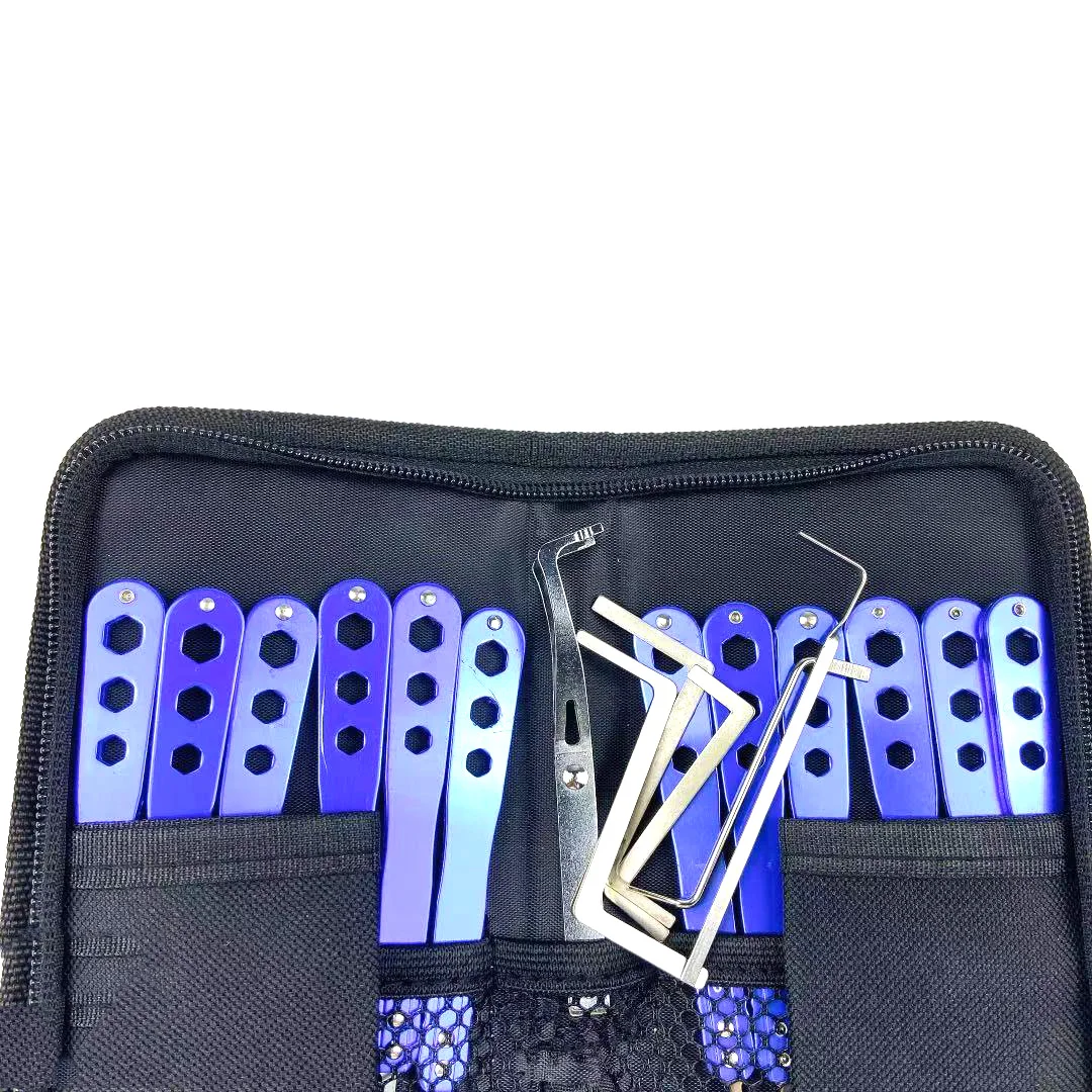 

New 20pcs Hard Stainless Steel Rake Single Hook with Blue Handle,Pro Tools Training Set for Locksmith Interested Person