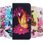 Чехол-книжка для Xiaomi Redmi Note 8T, 9S, 7, 8, 9 Pro Max, 9A, 7A, 8A, 9AT, 9C, NFC, Mi 10T Lite, кожаный, с рисунком в виде бабочек