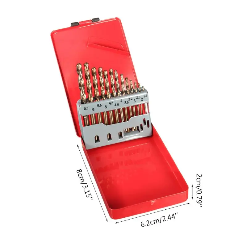 

13 Pcs Metric M35 HSS Multipurpose Twist Drill Bit Set with Metal Index Case Assorted for Drilling and Polishing Wood