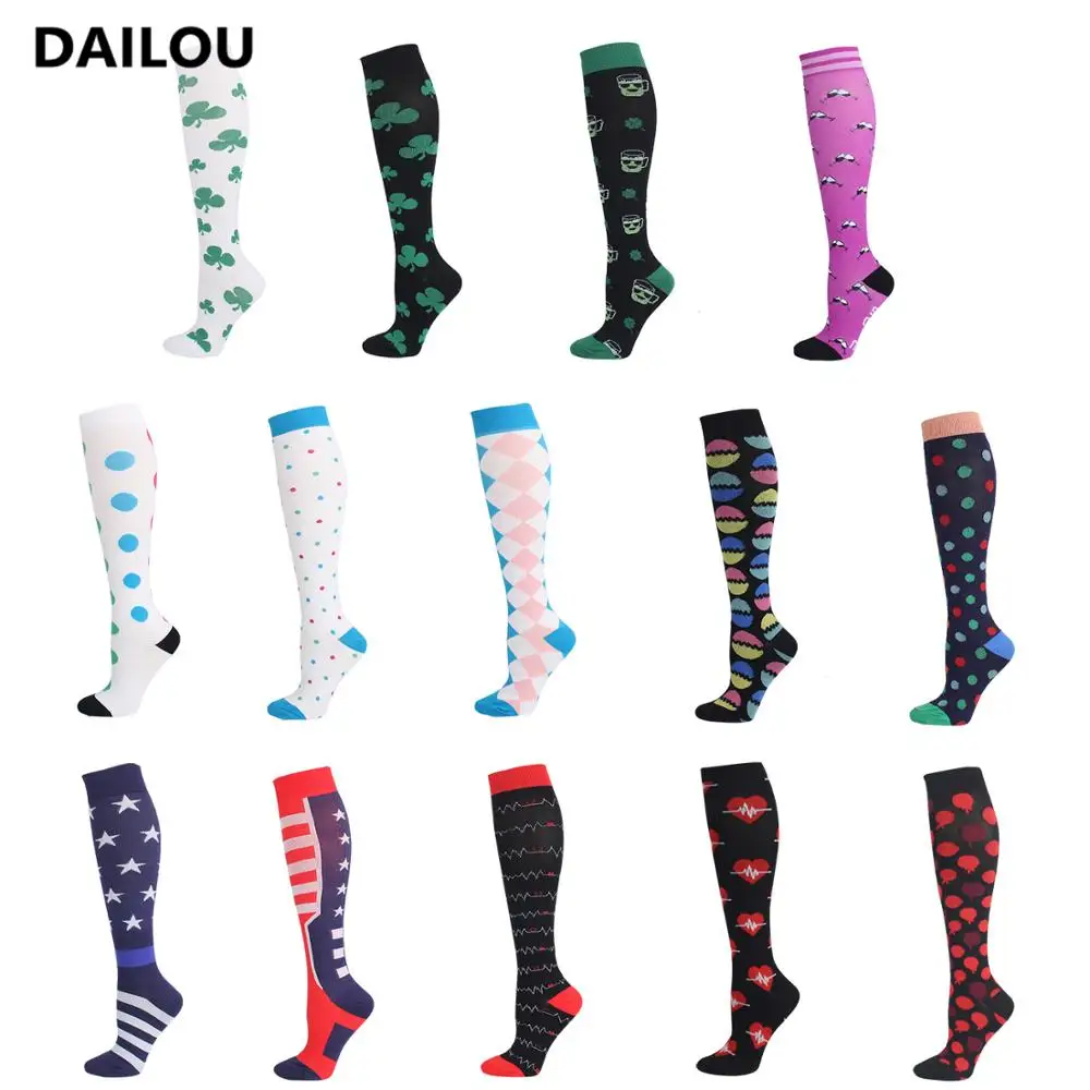 

41 Style Women Compression Socks Men Cat Love Halloween Banana Pumpkin Pattern Relieve Pressure Prevent Varicose Veins Stockings