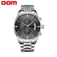 dom 2020fashion mens watches top brand luxury big dial military quartz watch steel waterproof sport chronograph watch men m 1313