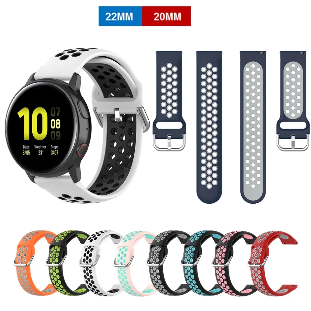 

Ремешок для Samsung Galaxy Watch Active 2 40/44 мм Gear, спортивный браслет для наручных часов, 20 мм, ремешок для часов samsung active2 3 42 мм