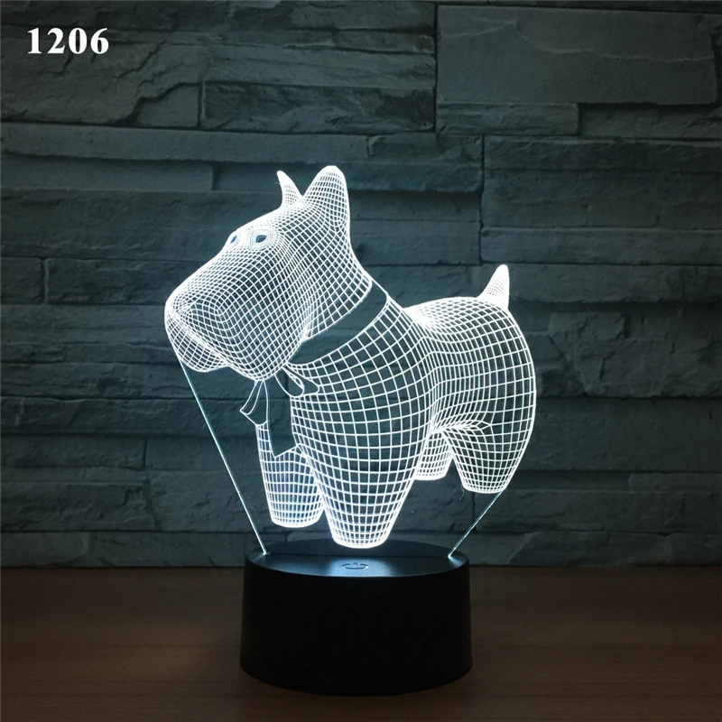 3D животное ночник светодиодный Леопард собака волк настольная лампа домашний