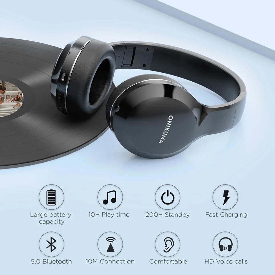 Беспроводные наушники с большими наушниками BlackWirless Stereo Music Gamer гарнитура Bluetooth 5 0