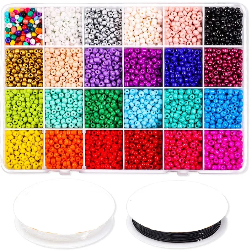 

4mm Pony Bead Seed Bulk, 24 Color Mixed Small Beads Combination Suit Used for Jewelry, Bracelet Production and Beads