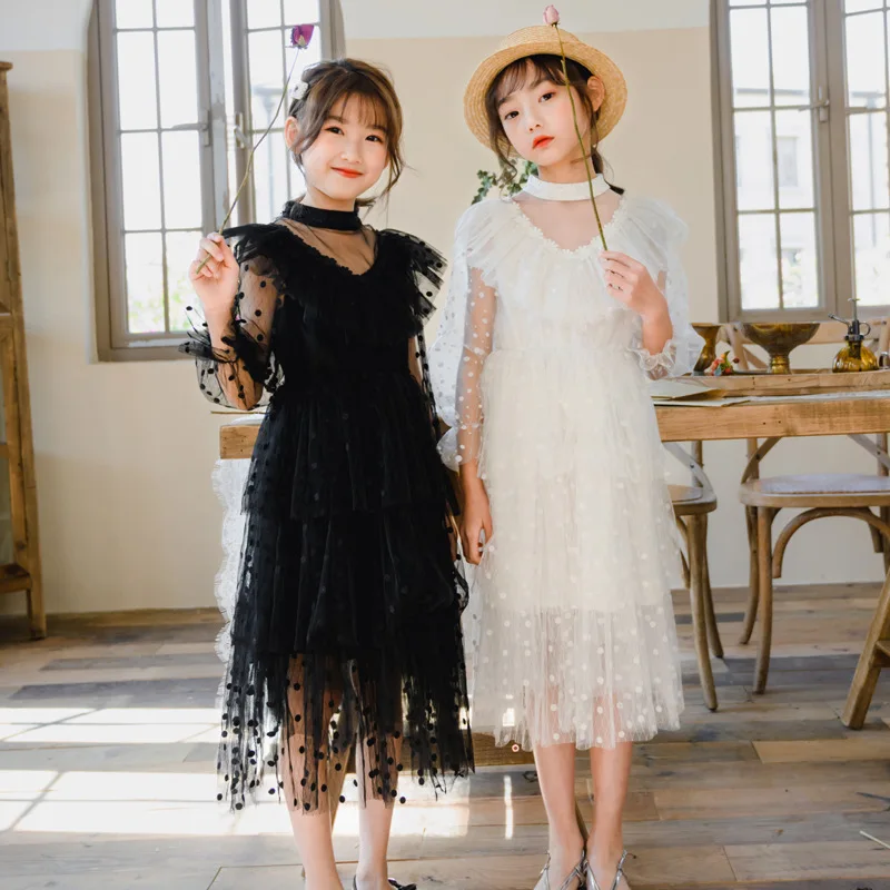 

Girls spring 2021 new children's clothing net yarn girls dress long-sleeved princess dress children's dress